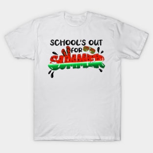 Schools Out For Summer, Watermelon, sunglasses, flip flops T-Shirt